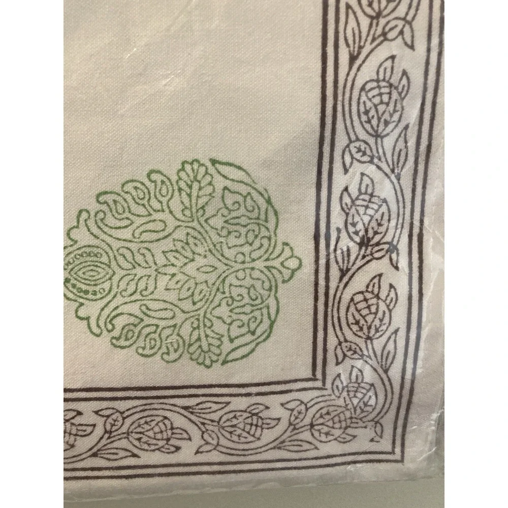 Pomegranate‎ Placemats Set Of 4 New Hand Blocked Print Cotton Padma Brown Boho